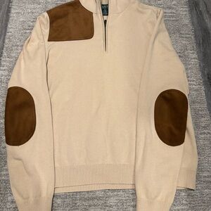 Lauren Ralph Lauren Men's Beige Sweater with Brown Accents size XL
